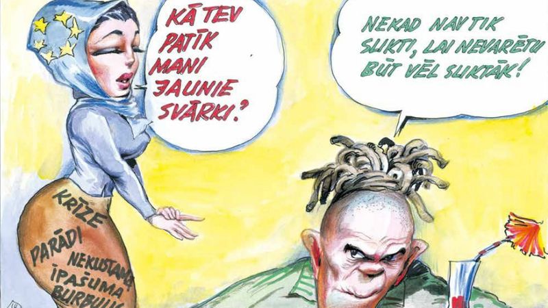 DB karikatūra: Cīņa pret ekonomikas atdzišanu ir par knapu