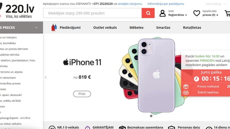 Internetveikala 220.lv īpašnieks cietis 1,1 miljona eiro zaudējumus