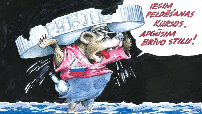 DB karikatūra: Krītošā rubļa laikmetu pavada būtiski riski