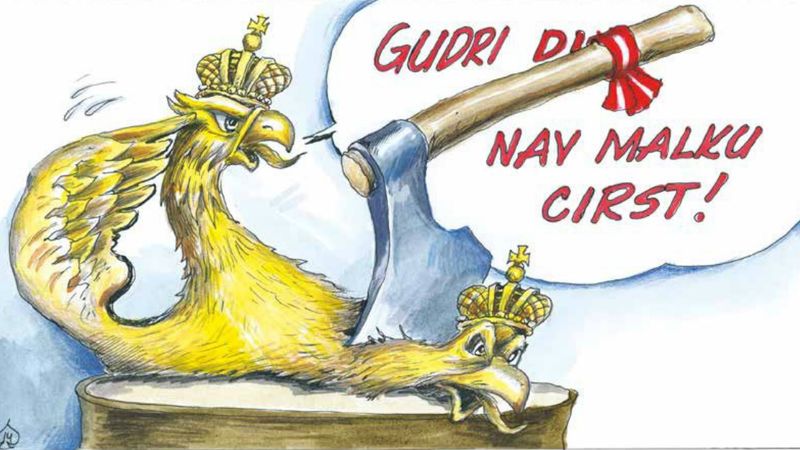 DB karikatūra: Par sarkanbaltsarkanu pragmātismu