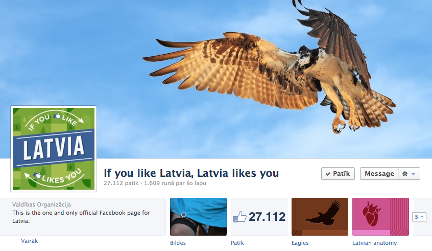 Ekrānšāviņš no Latvijas oficiālās Facebook lapas