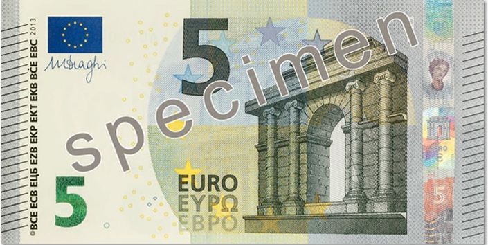 Laiž apgrozībā jaunas piecu eiro banknotes