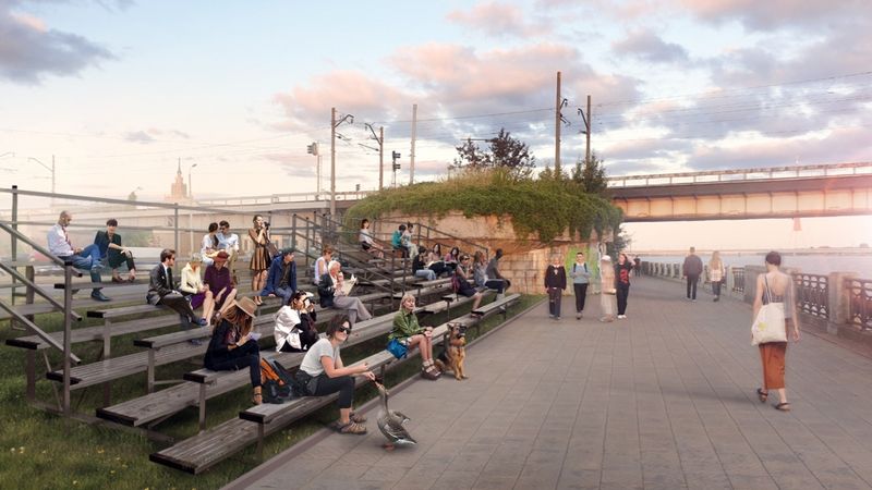 Daugavas krastmalā Rīgā piedāvā ierīkot saulrieta vērošanas tribīnes