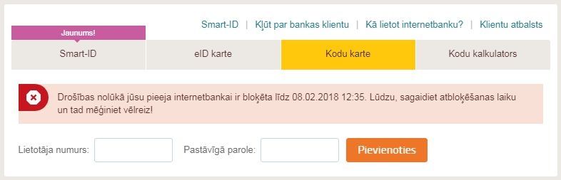 Swedbank klientiem jauna iespēja atbloķēt piekļuvi internetbankai