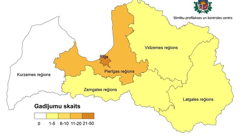 Saslimstība ar Covid-19 konstatēta arī Vidzemes reģionā