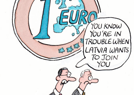 Guardian kariķē Latvijas vēlmi iestāties eirozonā