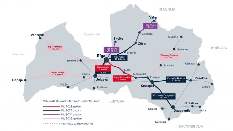 Pasažieru vilcienu kustības ātrumu plāno palielināt līdz 140-160 km/h