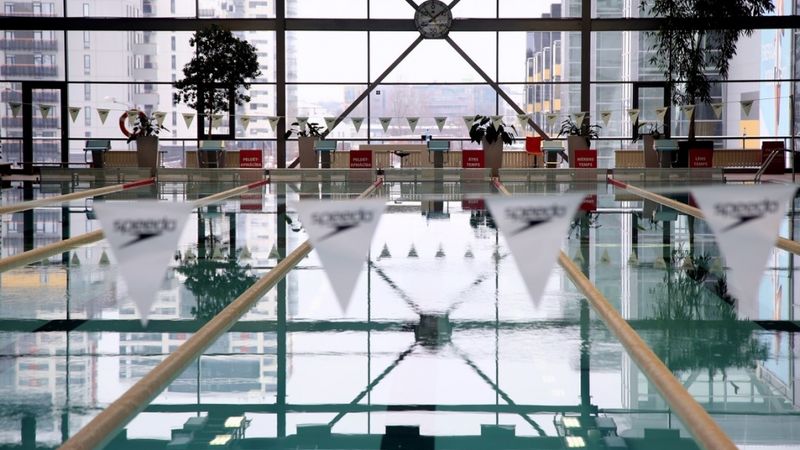 FOTO: Rekonstruētais peldbaseinu komplekss Elektrum Olimpiskajā centrā