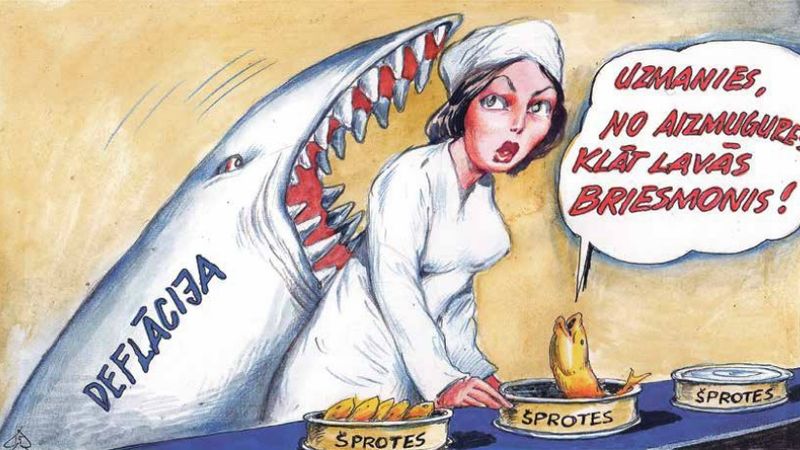 DB karikatūra: Deflācijas ēna piezogas arī Latvijas ražotājiem