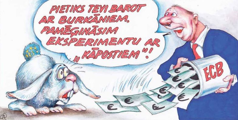 Db karikatūra: Iespiesta stūrī, Centrālā banka nu drukās