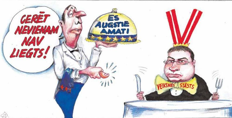 DB karikatūra: Amatus uz paplātes nepienes, tie ir jānopelna