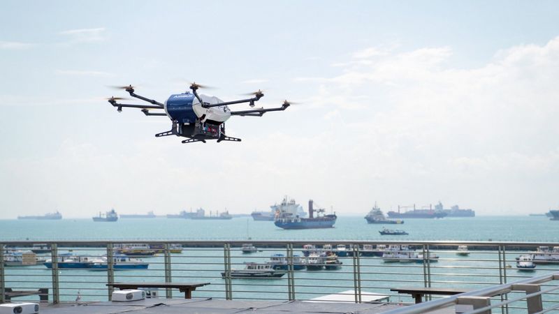Airbus izmēģina ar dronu piegādāt sūtījumu kuģim