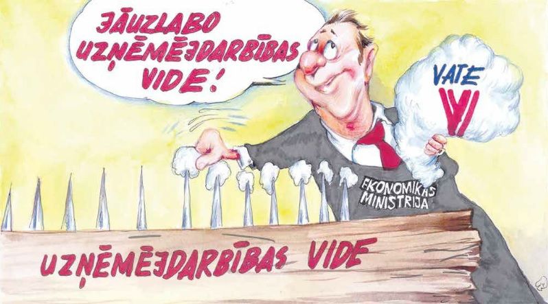 Db karikatūra: Uzņēmējdarbības vide vārdos un realitātē