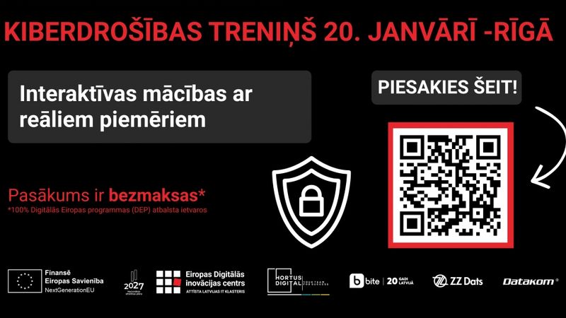Uzņēmumi aicināti pieteikties Kickstart kiberdrošības treniņam Rīgā