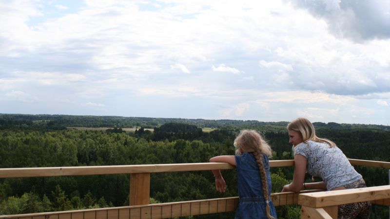 Līgatnes dabas takās atjaunots skatu tornis un ierīkots rotaļlaukums
